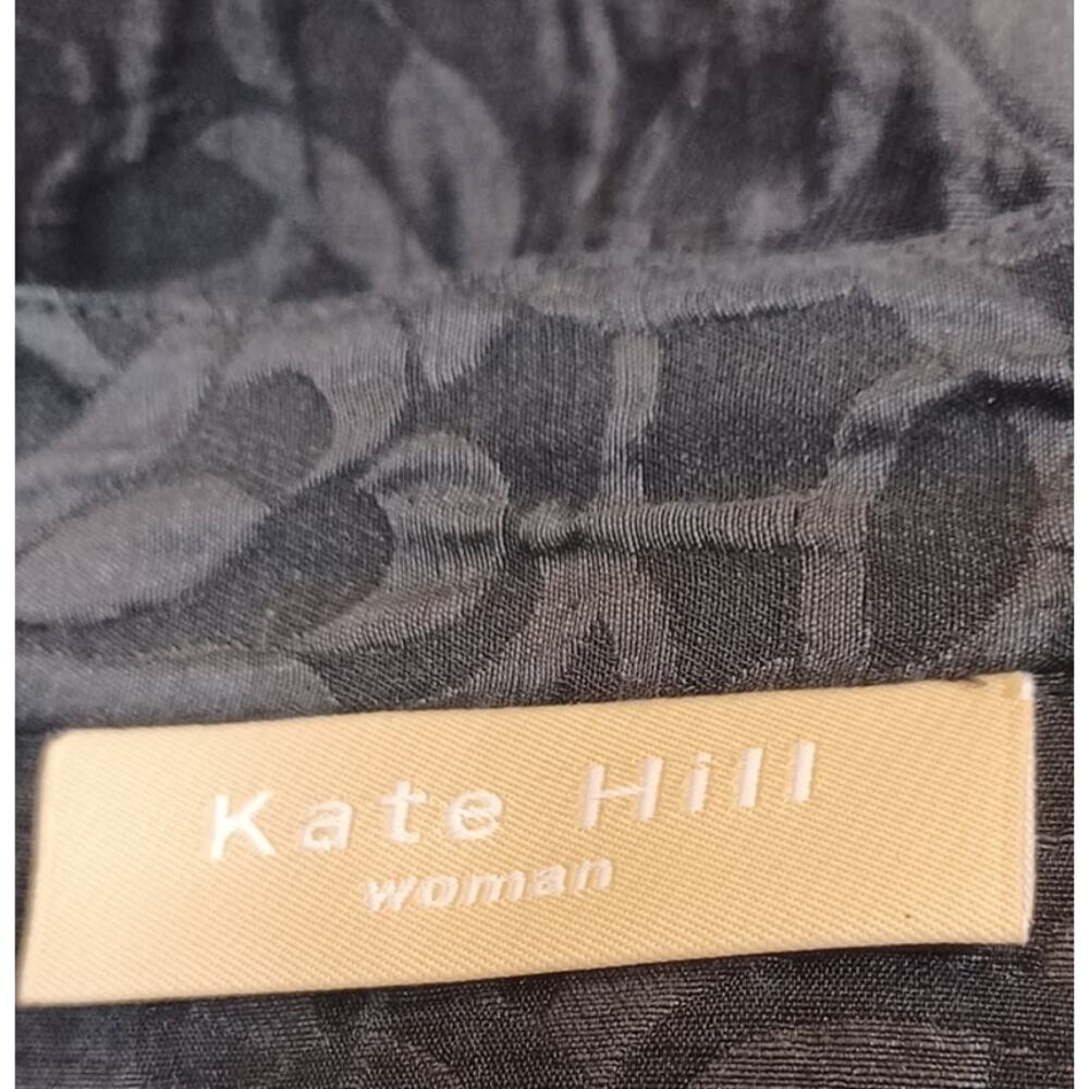 Kate Hill Woman 18W Black Silk Linen Blend Textured Button Front Blouse Jacket - Picture 7 of 9